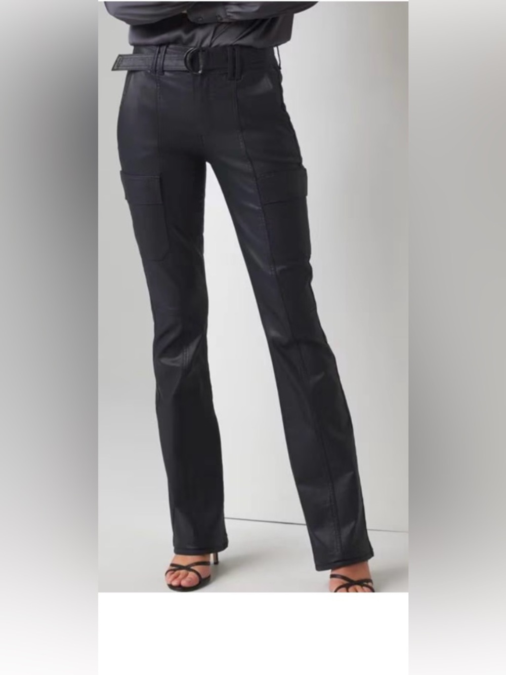 WHBM Coated Cargo Boot Jeans in Coated Officer Blue - Size 8 (NWT) - Picture 2 of 12